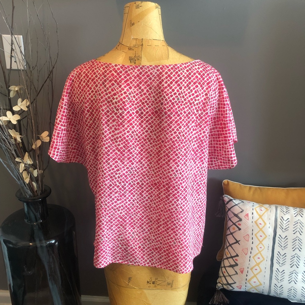 Ann Taylor Loft Pink Snake Skin Pattern Blouse - M - Picture 3 of 4